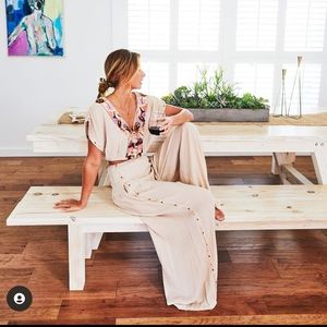 Free People Cream Wide Leg Jumpsuit